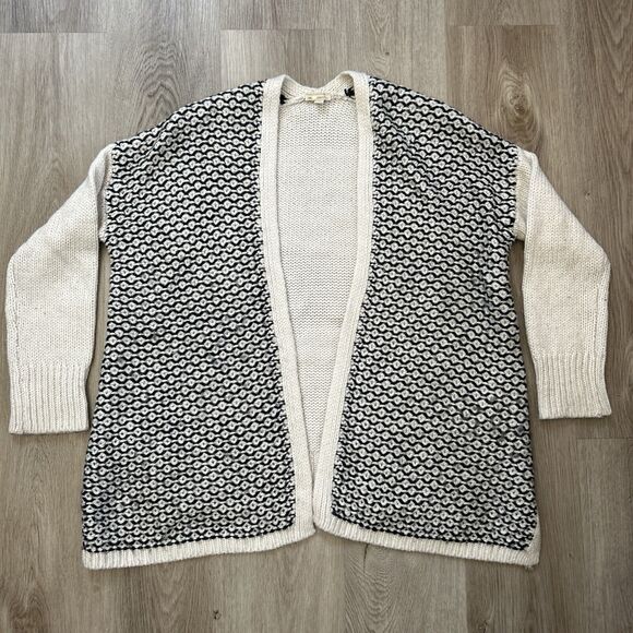 GAP Open Cardigan Sweater Womens XS / Small Oversize White Black Soft Wool Blend - Picture 1 of 10
